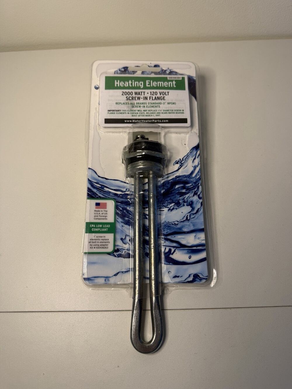 Water Heater Heating Element 2000 Watt 120 Volt Screw in Flange 100108304